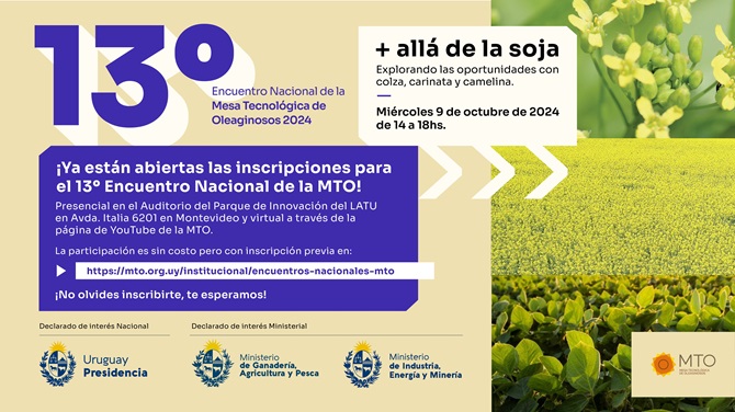 Este miércoles 9, desde las 13:30 horas en el Auditorio del <a href="/LATU_uy/">LATU</a> o virtual en YouTube <a href="/MTOleaginosos/">MTO</a>, con el apoyo de <a href="/INIA_UY/">INIA URUGUAY</a>  

🚩🚩el 13° Encuentro Nacional de la <a href="/MTOleaginosos/">MTO</a> 2024.

Inscripciones mto.org.uy/institucional/…

Emisión virtual youtube.com/live/ftLv1ZED4…