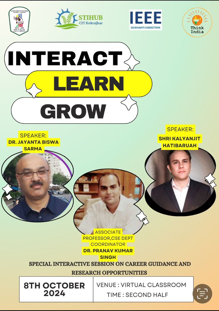 imsinghpranav's tweet photo. We are honored to welcome Dr. Jayanta Sir and Kalyanjit Ji to CITK for an interactive session tomorrow with our faculty and students. Dr. Jayanta Sir is deeply connected with the community, especially the students, and consistently motivates and inspires our youth to excel https://t.co/8HOnRU7wau