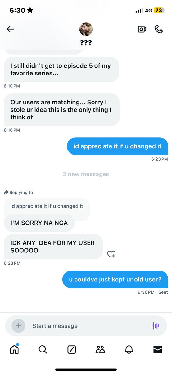 hanieache's tweet photo. can yall report this acc pls /hj sorry if im being real petty but they copied my username and even proudly admitted to it and when i told them to change it NICELY they replied that..😬 idk im just really pissed off rn bc this isnt the first time and i really like my user lol https://t.co/JgpMcSmrgW