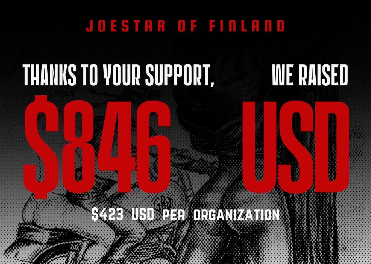 Thank you again to everyone who supported this project!! After expenses, we raised $846 USD total - donating $423 USD to <a href="/redumbrellafund/">Red Umbrella Fund</a> and @tomsfoundation each. The reply shows the donation receipts for both. We truly cannot thank you enough your support (cont.)