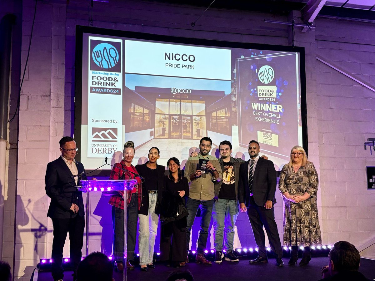 Marketing Derby Food & Drink Awards π (@derbyfoodawards) on Twitter photo Best Overall Experience is our next award, which has been sponsored by <a href="/DerbyUni/">University of Derby</a> - congratulations toβ¦ π Nicco Restaurant & Bar π Best Overall Experience is our next award, which has been sponsored by <a href="/DerbyUni/">University of Derby</a> - congratulations toβ¦ π Nicco Restaurant & Bar π
