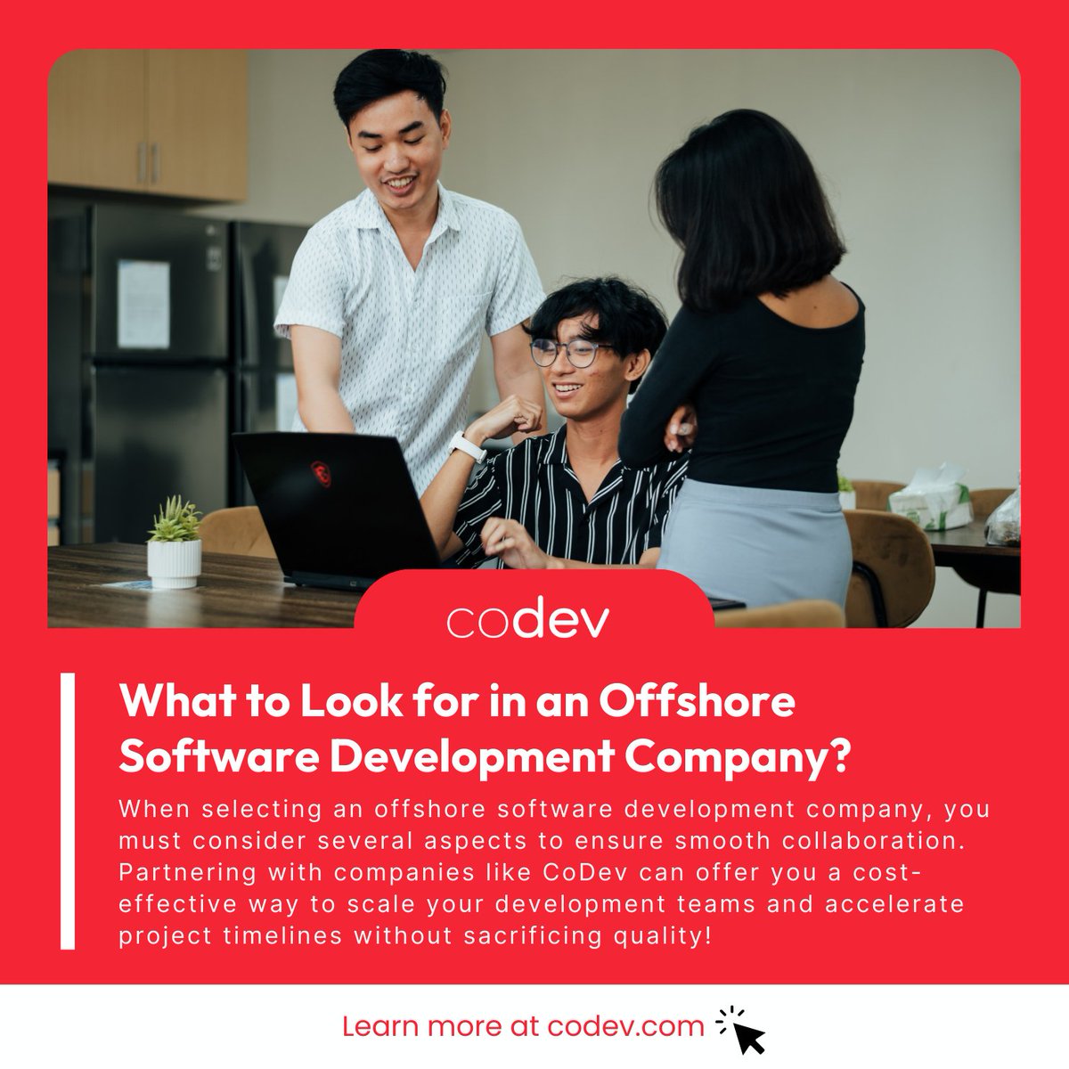 CoDevUSA's tweet image. When selecting an offshore software development company, you must consider several aspects to ensure smooth collaboration. 

Visit hubs.li/Q02SpqLd0 to  learn more.

#CoDev #OffshoreDevelopment #OffshoreSoftwareDevelopment