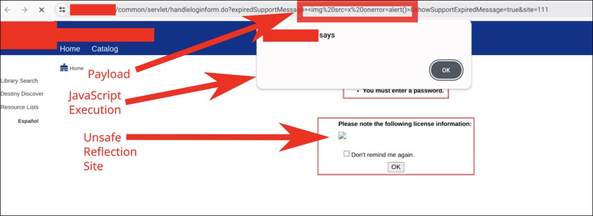 🚨 ZERO-DAY Alert: CVE-2024-47095 🚨

Securin researchers discovered a XSS vulnerability in Follett School Solutions Destiny Library Manager (before v22.0.1 AU1). 

Upgrade to the latest version ASAP to protect against this vulnerability. 

 zurl.co/KOYN