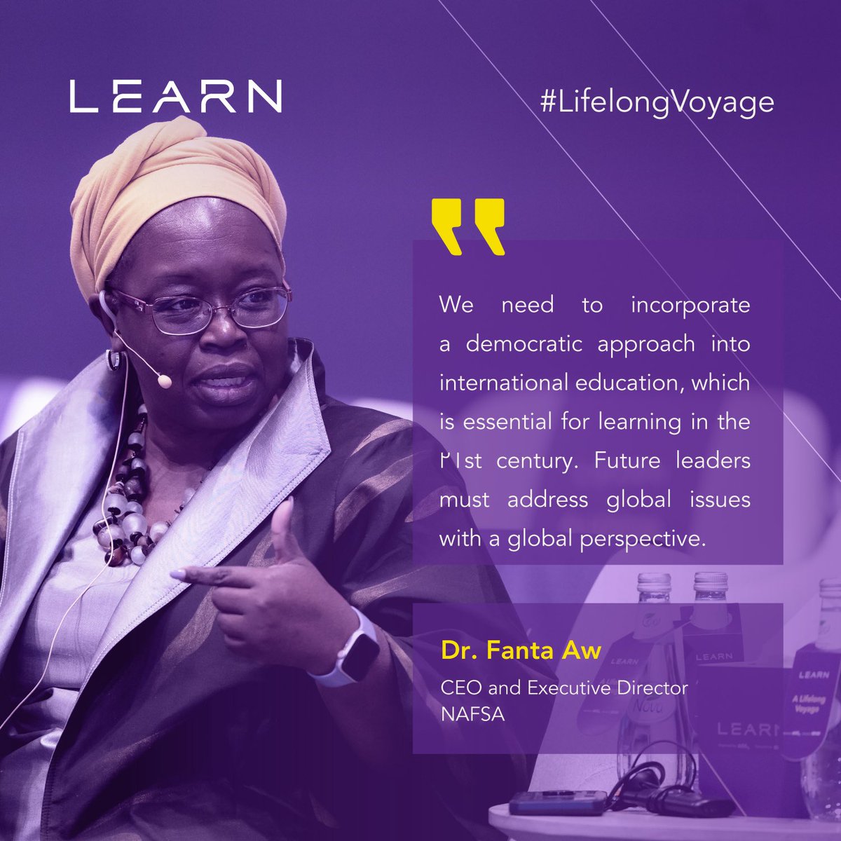 Dr. Fanta Aw during the session "Sparking Global Change: The Power of International Education", emphasized the need to incorporate a democratic approach into international education.

#LEARN
#LifelongVoyage