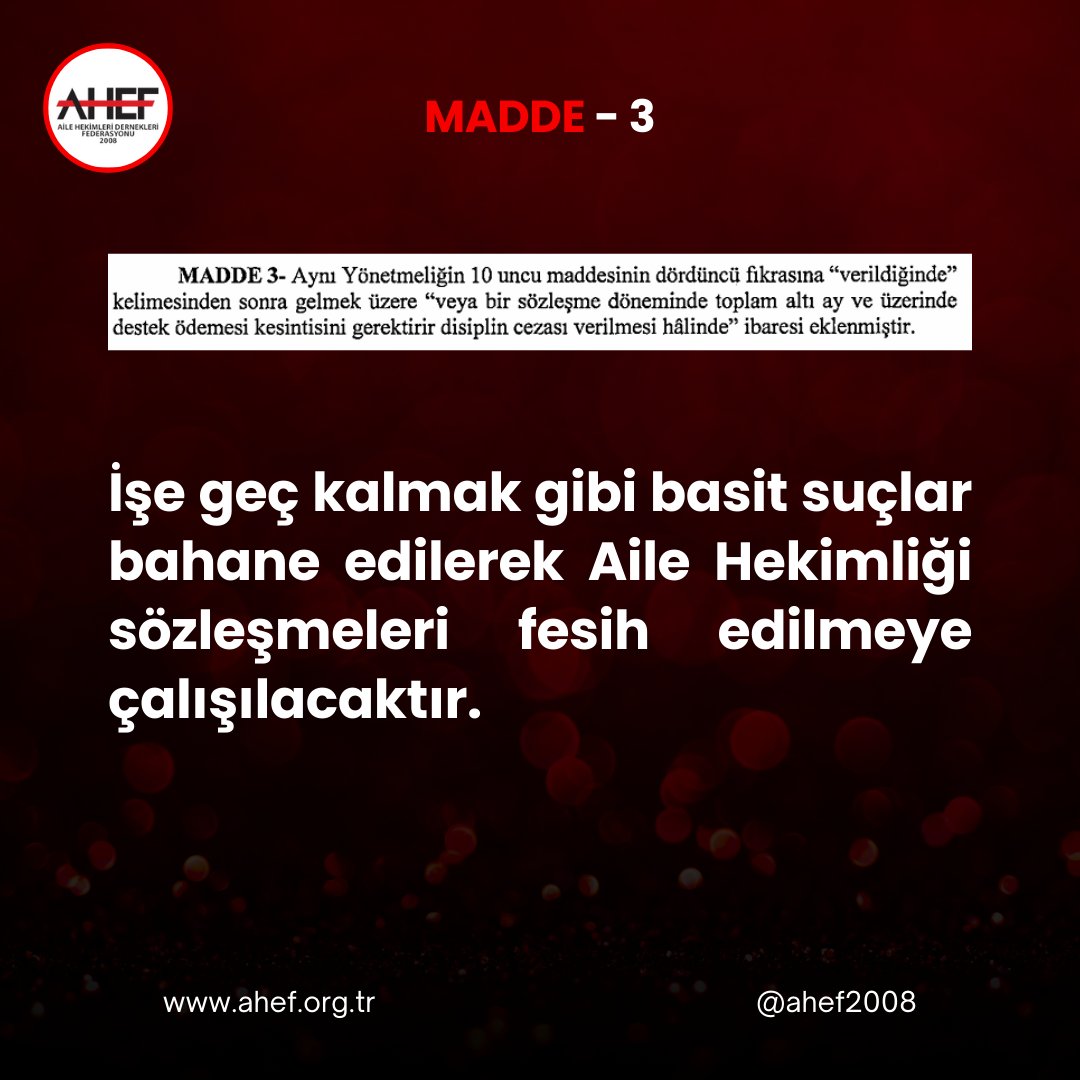 #ailehekimliğizulümyönetmeliği
Sadece iş hayatımızı değil aile yaşantımızı da kötü yönde etkileyecektir.