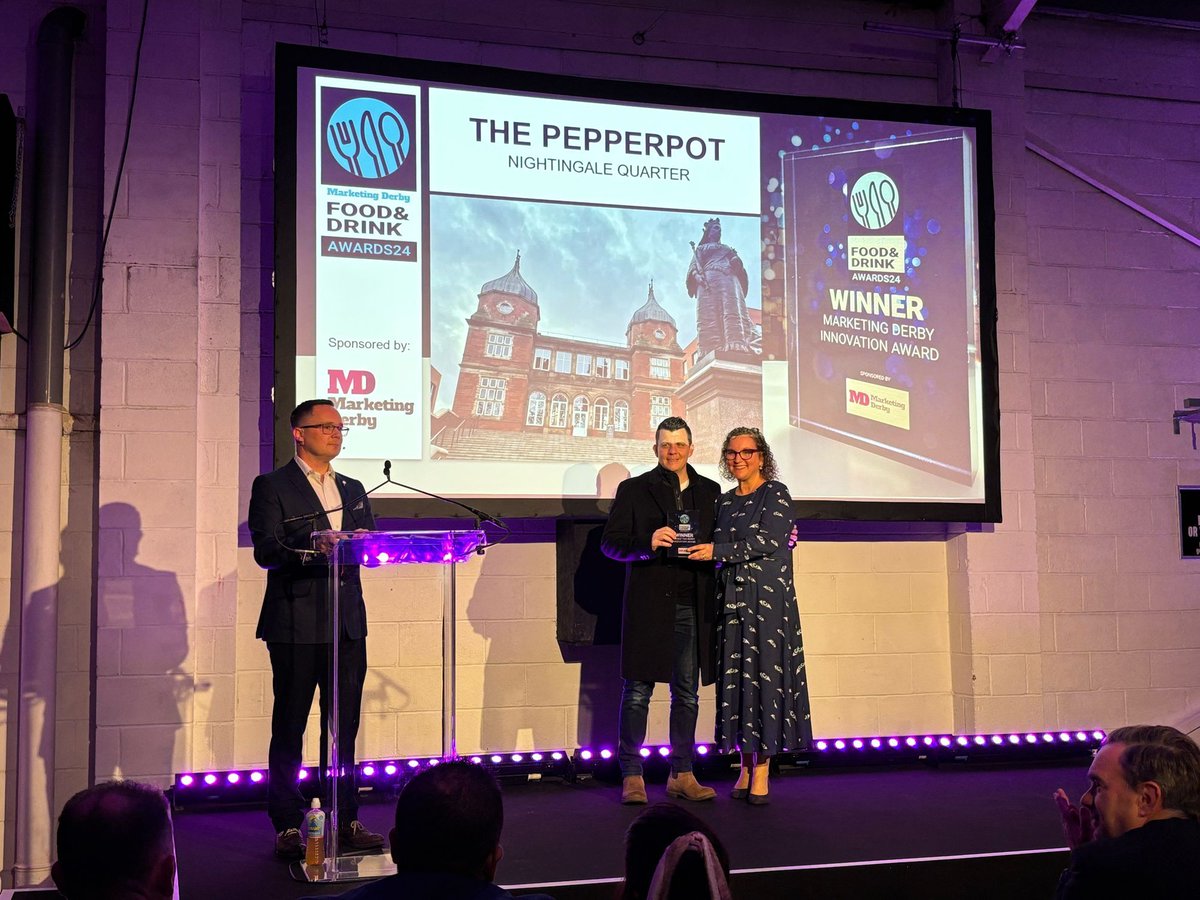 A special award this year is the ‘Innovation Award’, this one-off award has been sponsored by @marketingderby, congratulations to… 🎉 The Pepperpot Restaurant 🎉