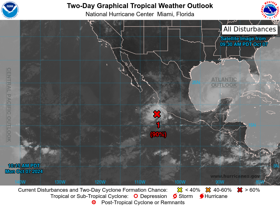 LimWeather's tweet photo. D147 EPAC #HurricaneSeason2024 2pm EDT
New AOI now #Invest99E has 90% chance to become a TC in 2 and 7 days near #Colima,#Jalisco
ALL Interests there,#BajaCaliforniaSur should watch closely!
#Wxtwitter #Wxx #tropicswx #Hurricaneseason #99E #EP99 #Kristy #Mexico https://t.co/vctWuasznf