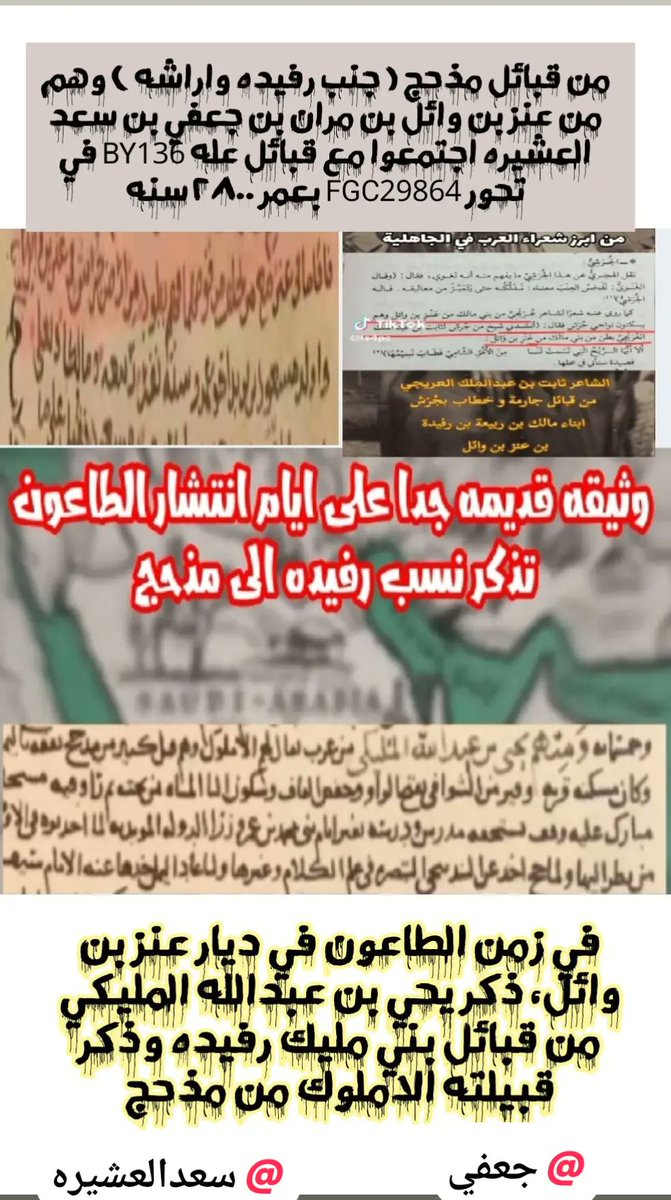 Abdulr7manQ's tweet photo. يقول ال VAR  للناريخ والموروث ان النصوص الموافقه لعلم الجينات وجغرافية الموروث (مخلاف جرش من مخاليف مذحج التاريخيه جرش  )والتقاء المحيط جنب مذحج وبني عله BY136 مع جنب (رفيده واراشه) من عنز بن وائل بن مران بن جعفي بن سعد العشيره والتحور (FGC29864 ) وهو الجامع لكيان سعد العشيره https://t.co/NUpXklKx7j