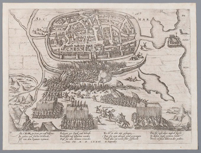 boudewijnsteur's tweet image. Op deze dag in 1573 werd Alkmaar ontzet door de geuzen. Alkmaar was één van de eerste Hollandse steden die ontzet werd en die daarmee de Spanjaarden met succes wisten te weerstaan; een keerpunt in de Tachtigjarige Oorlog. Daarom wordt gezegd: 'Bij Alkmaar begint de victorie'