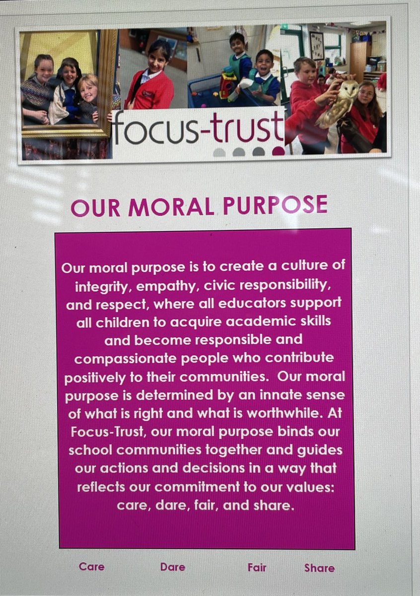 FocusTrust1's tweet image. At today’s Collective Learning Day our colleagues were bound together by our #moralpurpose which underpinned all #learningtogether and supports us to #makethedifference for our children, colleagues and communities.Thank you to everyone involved🙏 It’s been a Monday to remember 🤩