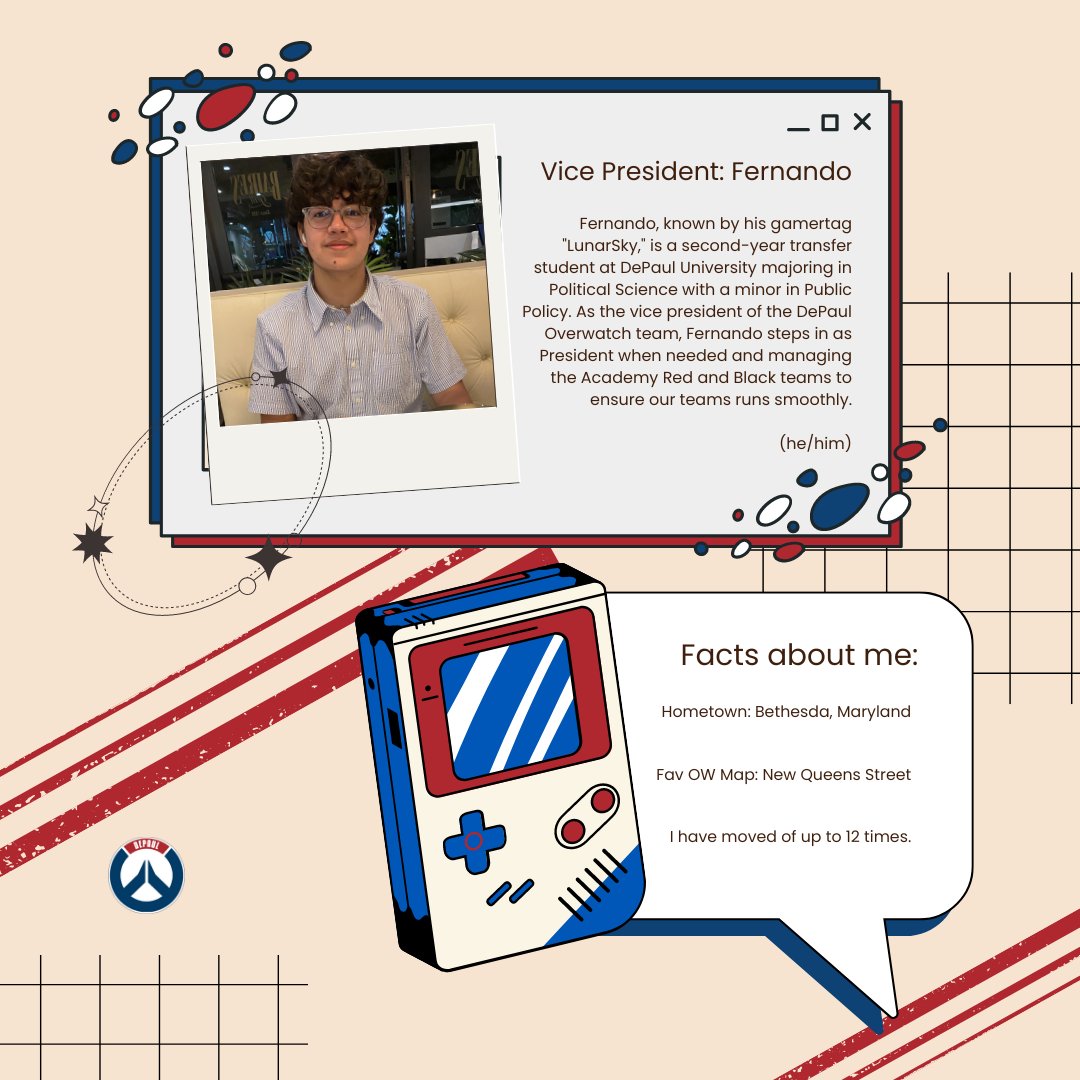 🎮 Meet the 2024-25 DePaul Overwatch Board! We're passionate about competitive Overwatch and committed to fostering a supportive and inclusive gaming community. Let's start with our president and vice president, Ava and Fernando! 🫶

#DePaulOW #OverwatchEsports #DePaulEsports