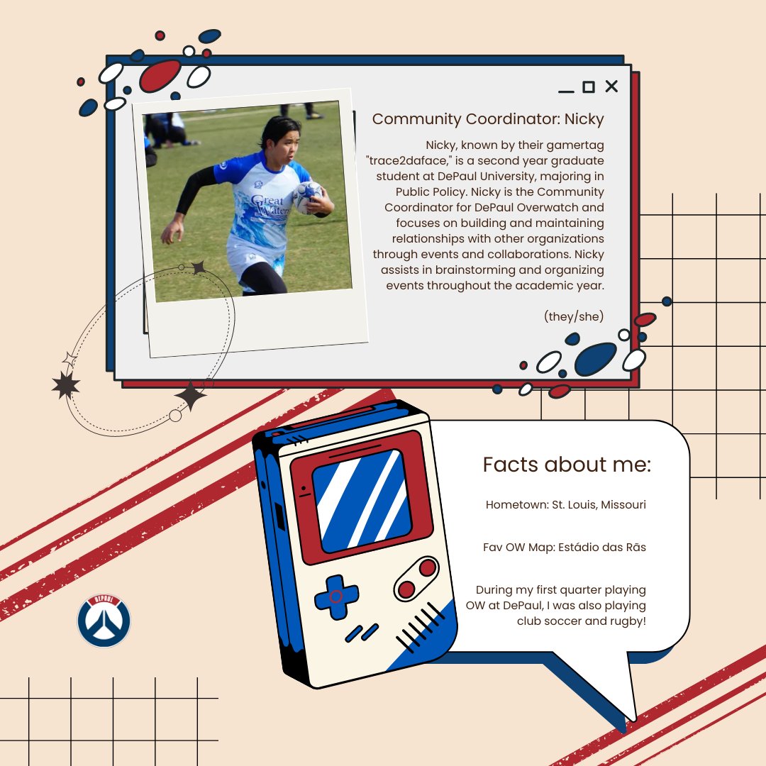 🎮Meet the next pair of board members for DePaul Overwatch!💼Jaden, our Treasurer, and Nicky, our Community Coordinator, are working hard behind the scenes to bring our community closer together. Stay tuned for our coaches! 🚀 

#DePaulOW #DePaulEsports #MeetTheTeam