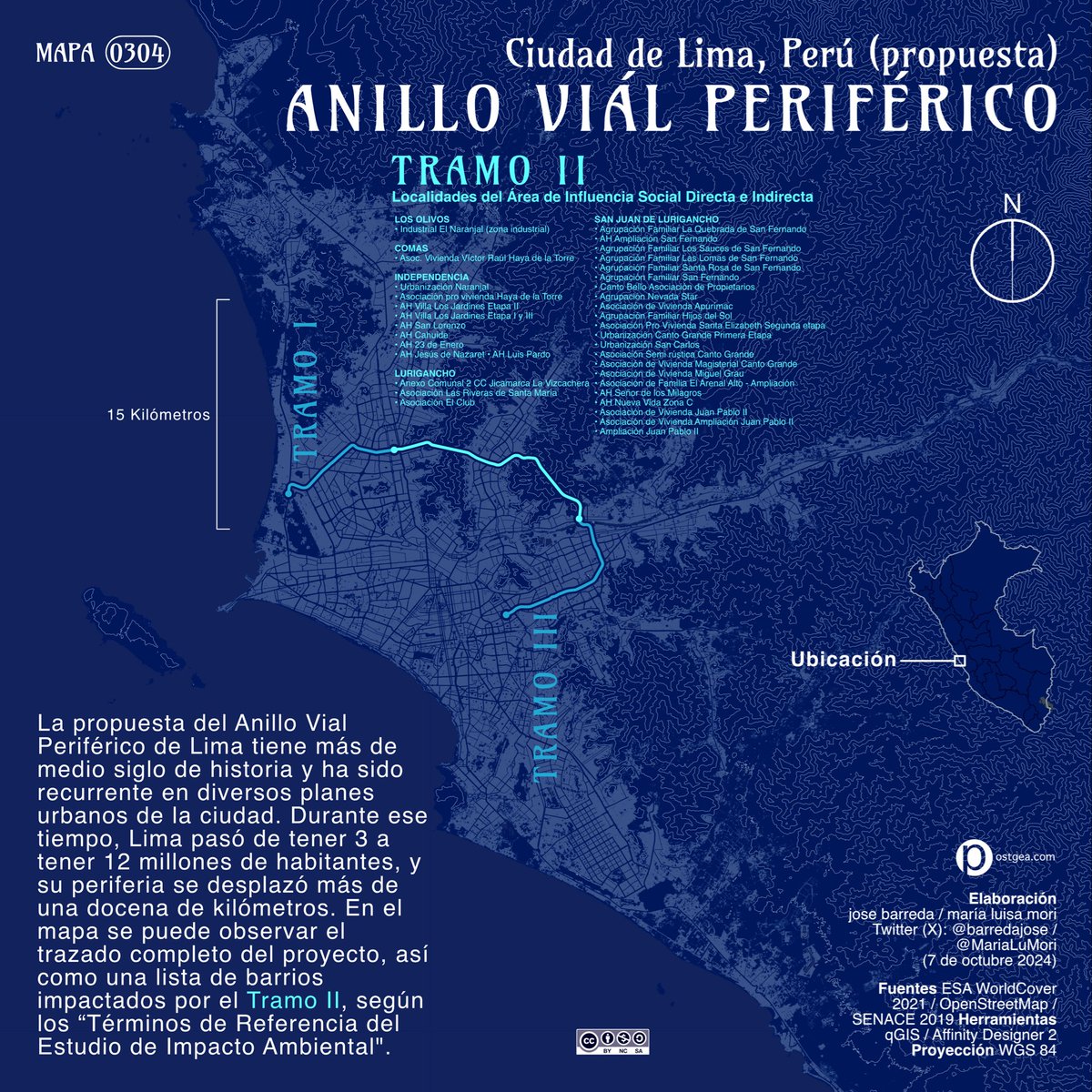 La propuesta del Anillo Vial Periférico tiene medio siglo, y aunque hace unos 8M habitantes fue periférico, su implementación lo convertirá en una vía interna. El mapa ilustra esta propuesta sobre el área urbana. #Peru #Lima #Urbanismo #Infraestructura