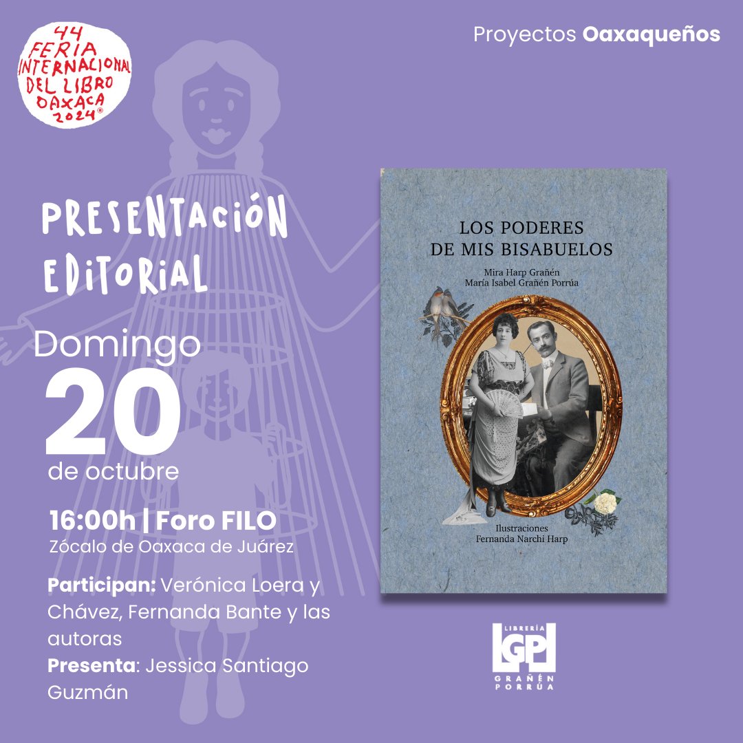 En la siguiente emisión de la @filoaxaca presentaremos los libros Los poderes de mis bisabuelos y La dulce tinta de Al Jawater, Las ideas, ¡y nos dará mucho gusto encontrarles y platicar!
¡Nos vemos el domingo 20 de octubre a las 11 y 16 h en el Zócalo de la ciudad de Oaxaca!