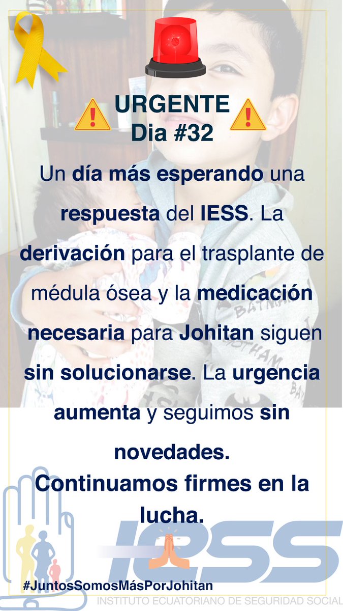 GinaRiosNavarr2's tweet photo. Los días pasan y solo esperamos  las respuestas de #IESS por un proceso para salvar la vida de mi sobrino Johan Cifuentes Rios, quien tiene su vida contra reloj y en el Ecuador solo se enfocan en cumplir procesos a costa del riesgo que corre su vida
#juntossomosmasporjohitan https://t.co/v0heZf67Va