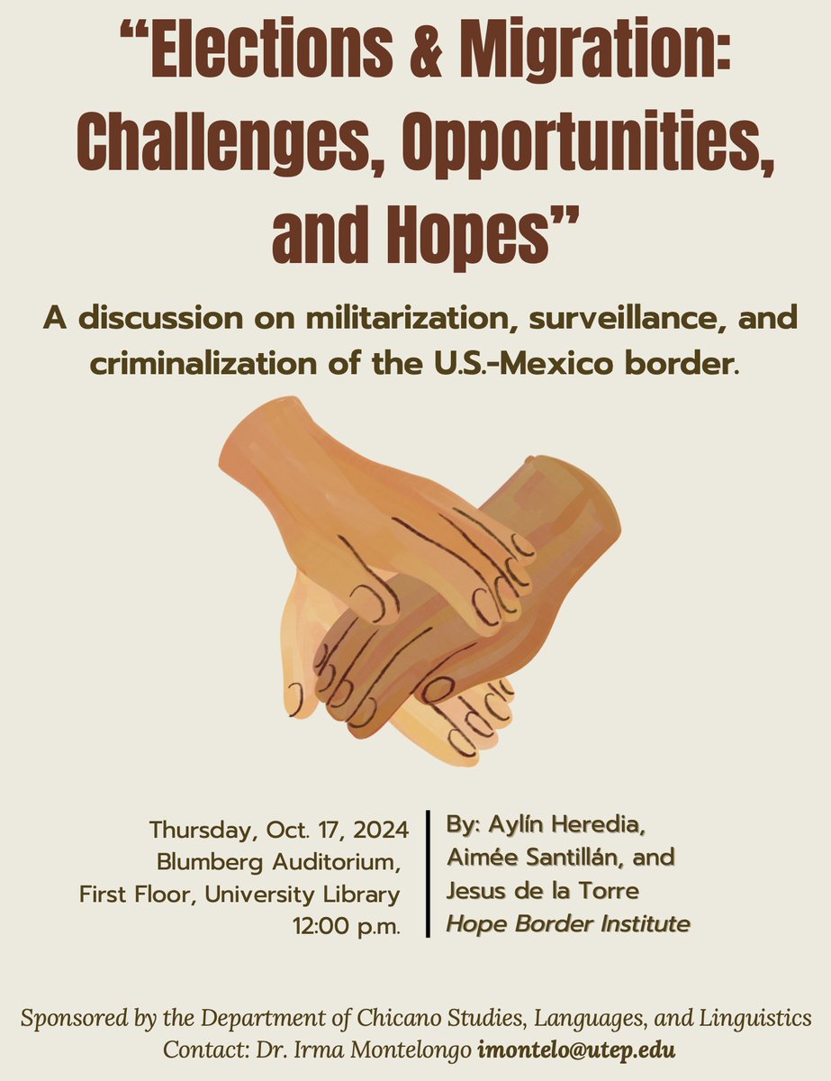 HopeBorder's tweet photo. 🗓️Save the date and join us for an informative presentation!
🎤Aimée Santillán, Policy Analyst, HOPE
🎤 Dylan Corbett, Executive Director, HOPE
🎤Michael DeBruhl, Director of Sacred Heart Shelter and former Border Patrol agent
#operationlonestart #immigrationpolicy #saveasylum https://t.co/MgytYof0jt