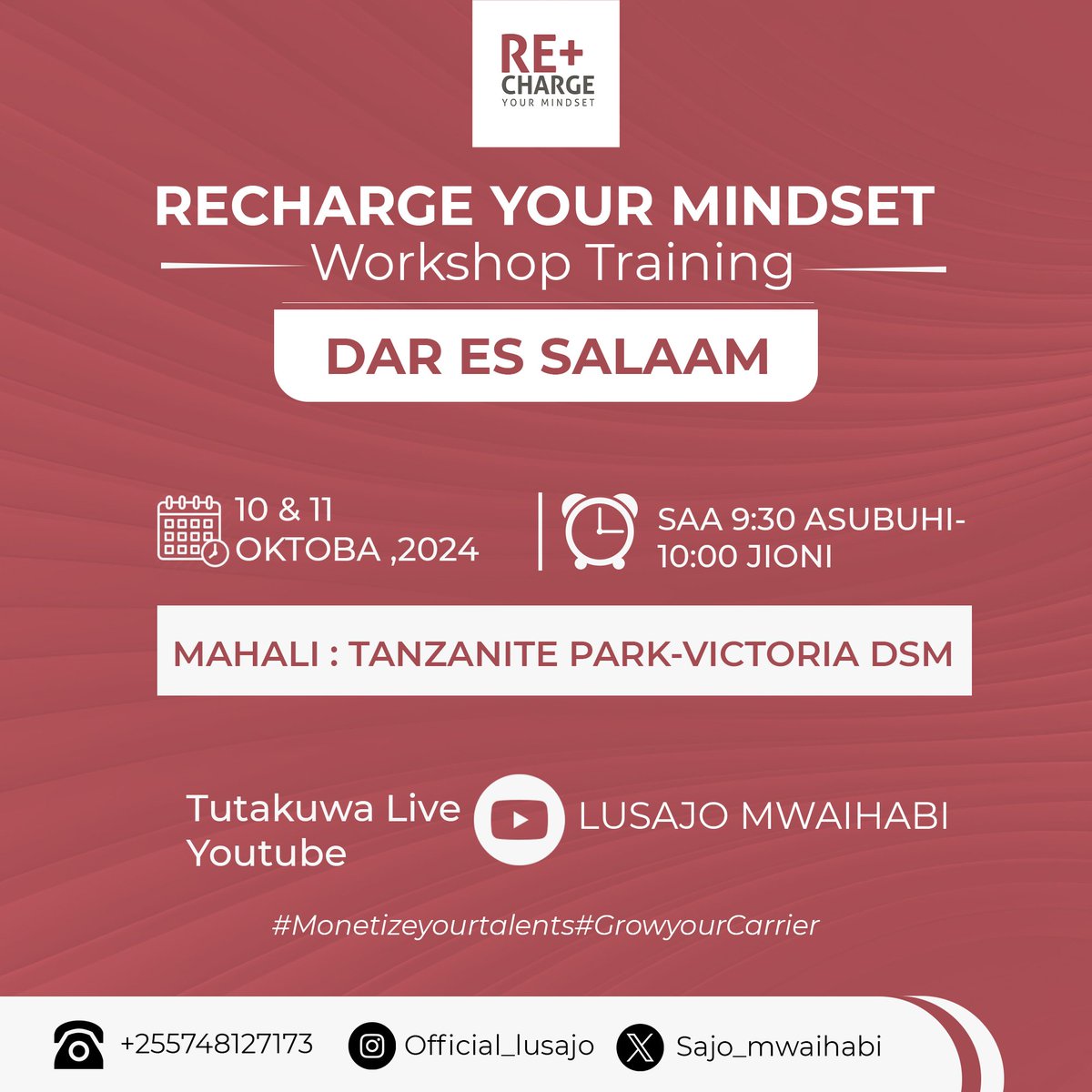 RECHARGE YOUR MINDSET 
#MonetizeYourTalent
#GrowYourCareer