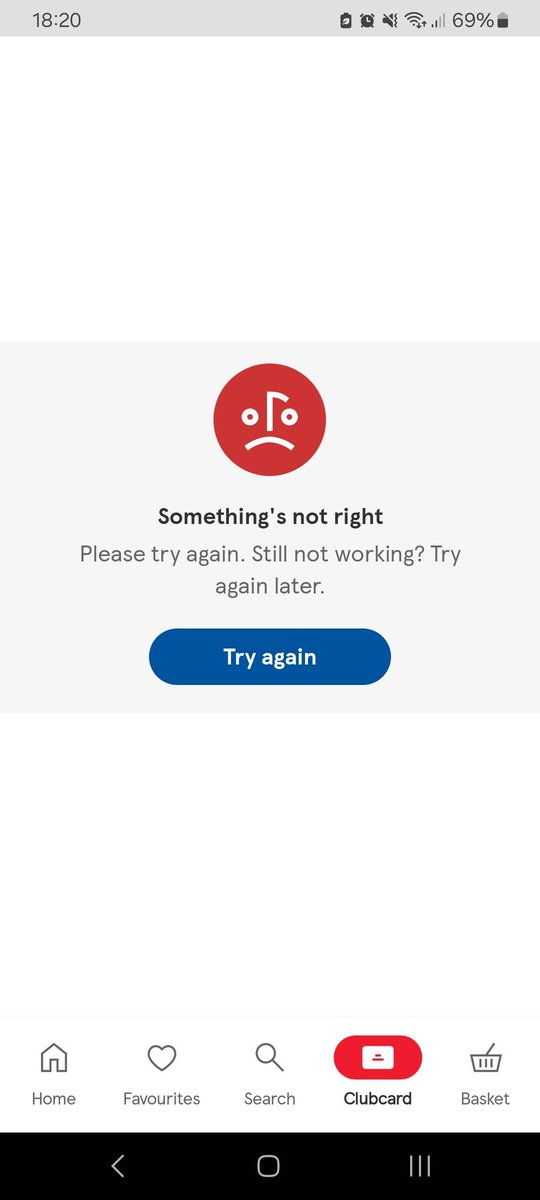 RonBell01976454's tweet photo. @Tesco When you sorting your app out?  Not great customer service, unimpressed. https://t.co/0pGOfZYJp2