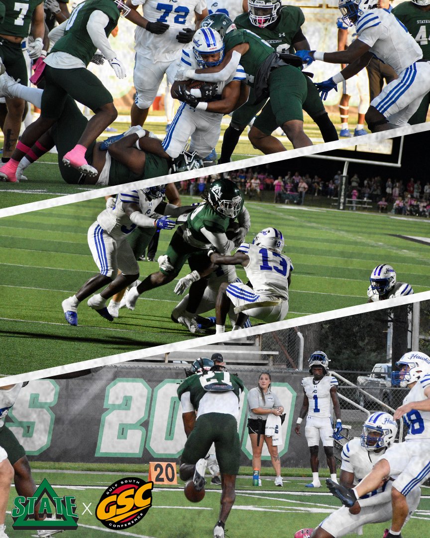 Congratulations to THREE Statesmen who earned <a href="/GulfSouth/">Gulf South Conference</a> Player of the Week honors 😤

Ahmir Taylor: Co-Defensive Player of the Week
Jonathan James: Special Teams Player of the Week
Nick Clark: Freshman of the Week