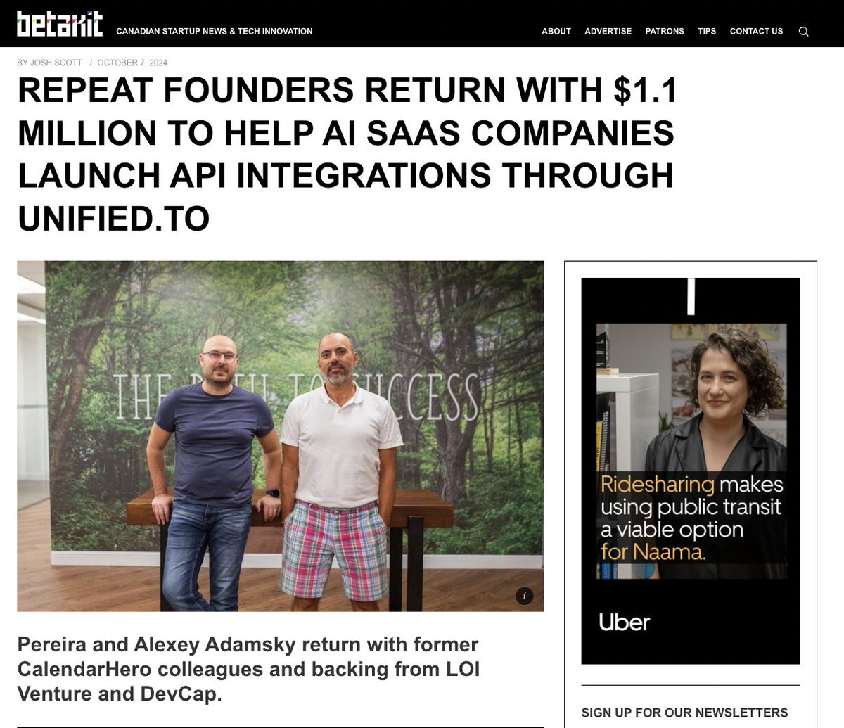 Congrats to Roy, Alexey and the <a href="/unified_api/">Unified.to</a> team on securing the $1.1M round. Welcome to the <a href="/loiventure/">Loiventure</a> portco fam 🍾