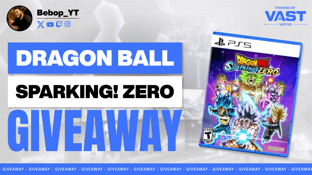 VastGG's tweet photo. Dragon Ball Sparking! Zero Giveaway!

To enter, perform these tasks via the link below:

🔁  Retweet + Like        

✅  Follow @Bebop_YT + @VastGG
 
Enter Here: https://t.co/yynPL5Jhv5 https://t.co/HEYHERRiEf