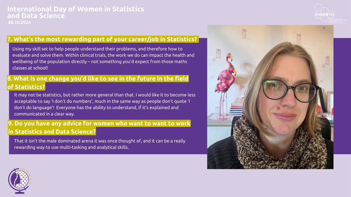 NWORTH Clinical Trials Unit (@nworth_ctu) on Twitter photo For #IDWSDS, we also interviewed Zoë Hoare, NWORTH Director & Principal Statistician. 💬
From what first got her interested in Maths, to first jobs, and a typical day as a Statistician now, Zoë shares what she enjoys most about working in the world of Statistics!
<a href="/cwstat/">Caucus for Women in Statistics and Data Science</a> For #IDWSDS, we also interviewed Zoë Hoare, NWORTH Director & Principal Statistician. 💬
From what first got her interested in Maths, to first jobs, and a typical day as a Statistician now, Zoë shares what she enjoys most about working in the world of Statistics!
<a href="/cwstat/">Caucus for Women in Statistics and Data Science</a>