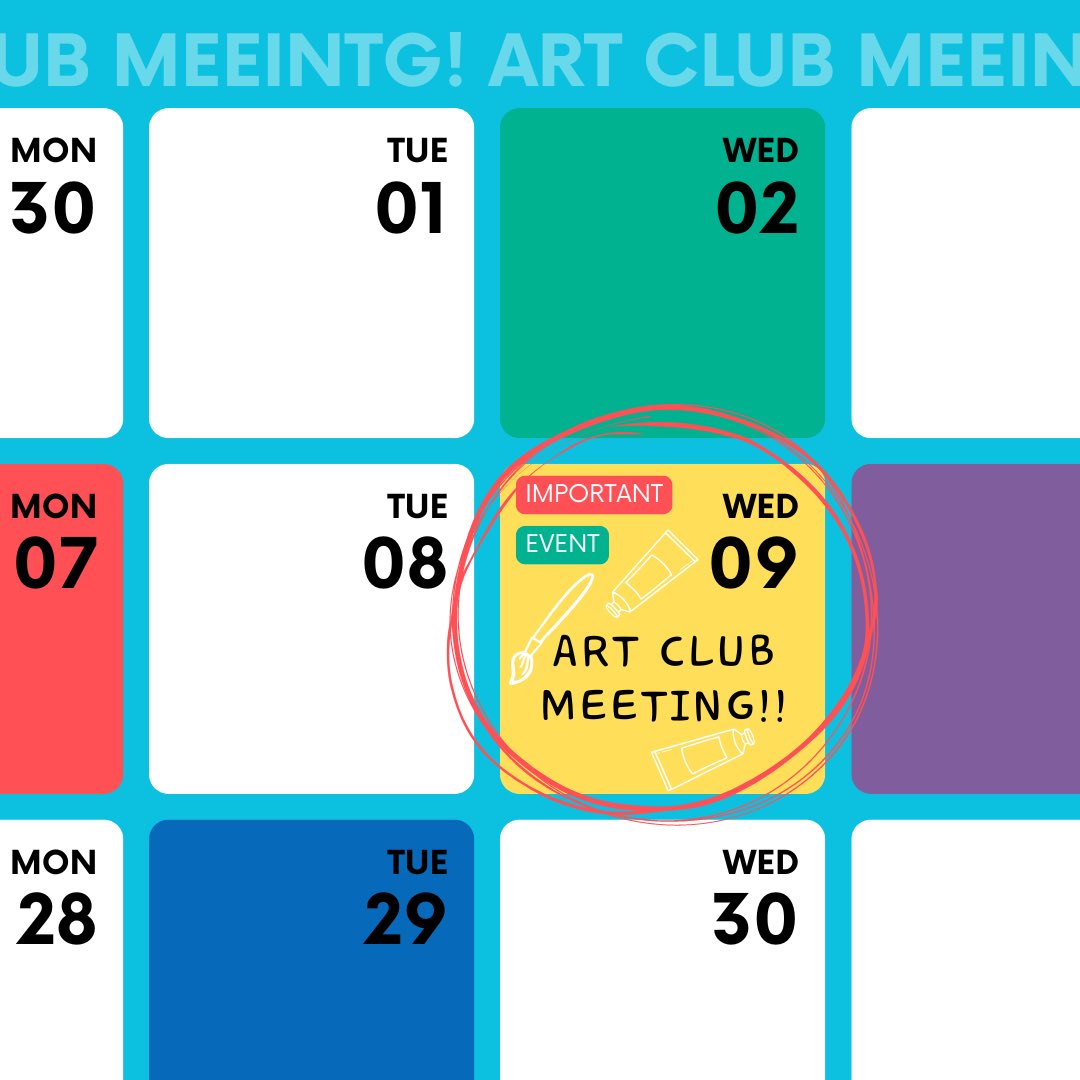 Art Club meeting this Wednesday! We’ll be working on our project for the craft show that will be coming up in November! We will be making alcohol ink ornaments! Can’t wait to see you all there! 🎨