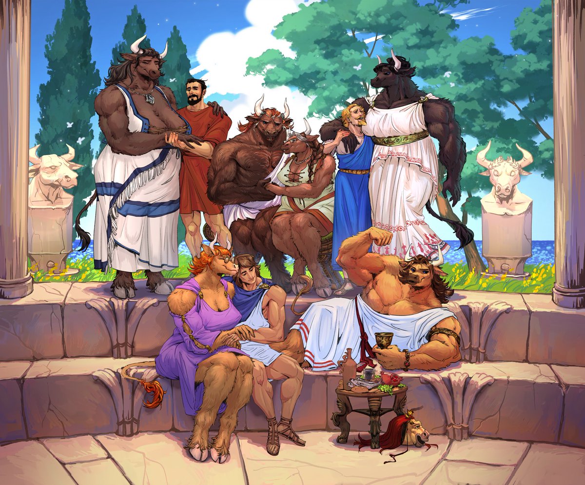 sybarite_style's tweet image. "Haec ornamenta mea"
A family photo of the Avarta family featuring the daughters' husbands.
By the incomparable @Song_Thrush_