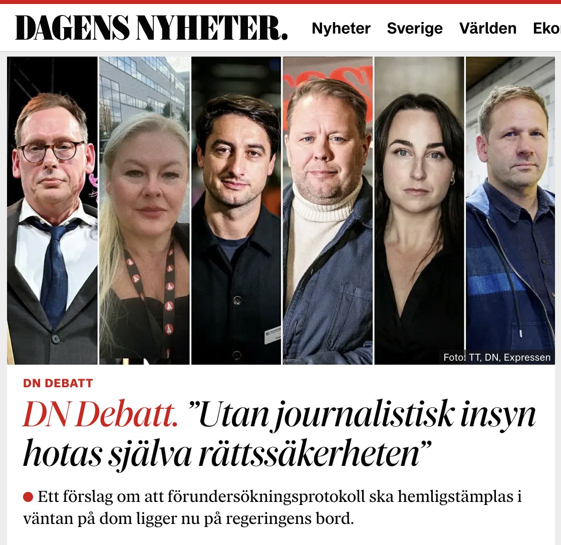 Fredrik Sjöshult (@sjoshult) on Twitter photo Nya sekretesshot i tingsrätter är ett hot mot den granskande journalistiken.
Senast handlar det nu om att förundersökningsprotokoll ska hemligstämplas i väntan på dom i brottmål.
Skriver om farorna med detta tillsammans med <a href="/oisincantwell/">Oisín Cantwell</a>, <a href="/fridsve/">Frida Svensson</a>, <a href="/Diasal/">Diamant Salihu, reporter</a>, <a href="/lassewierup/">Lasse Wierup</a> o Nya sekretesshot i tingsrätter är ett hot mot den granskande journalistiken.
Senast handlar det nu om att förundersökningsprotokoll ska hemligstämplas i väntan på dom i brottmål.
Skriver om farorna med detta tillsammans med <a href="/oisincantwell/">Oisín Cantwell</a>, <a href="/fridsve/">Frida Svensson</a>, <a href="/Diasal/">Diamant Salihu, reporter</a>, <a href="/lassewierup/">Lasse Wierup</a> o