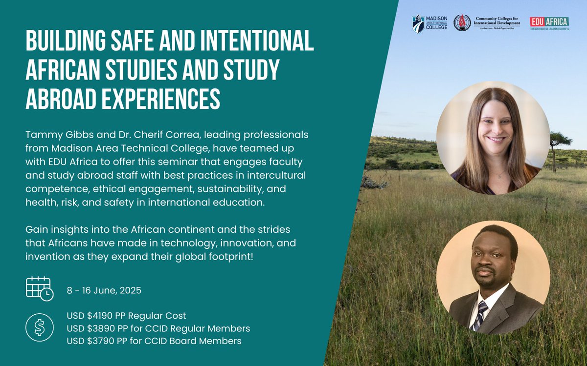 Don't miss this unforgettable seminar in KENYA from June 8-16, 2025! Tammy Gibbs and Dr. Cherif Correa, top experts in international education from Madison Area Technical College are partnering with #EDUAfrica to bring you a transformative experience.
docs.google.com/forms/d/1vX0xz…