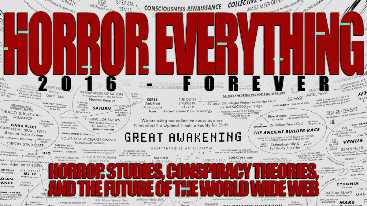 I'll be at <a href="/QEDcon/">QED</a> on the 19th -20th this month. 
Very excited to both be on a panel talking about the internet and extremism, and to deliver a seasonably spooky talk on how formalist analysis of horror can explain how we're in the mess we are now (and can't get out).