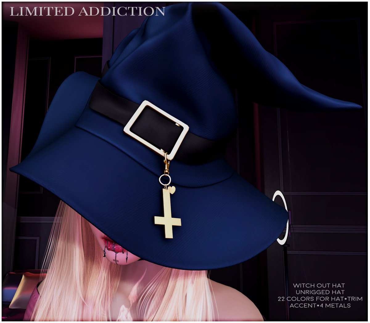 Live your witchy dreams with this gorgeous witch out hat! ♥
Grab it in the Limited Addiction mainstore or marketplace 

♥ maps.secondlife.com/secondlife/Sim…

♥ marketplace.secondlife.com/p/Limited-Addi…

#Secondlife #Gaming #Halloween
