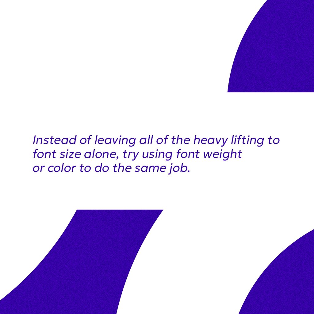thedsgnjunkies's tweet photo. On Today’s episode of  Tip of the Week : Size isn’t everything.

Reference : Refactoring UI https://t.co/T29wPbdbYQ