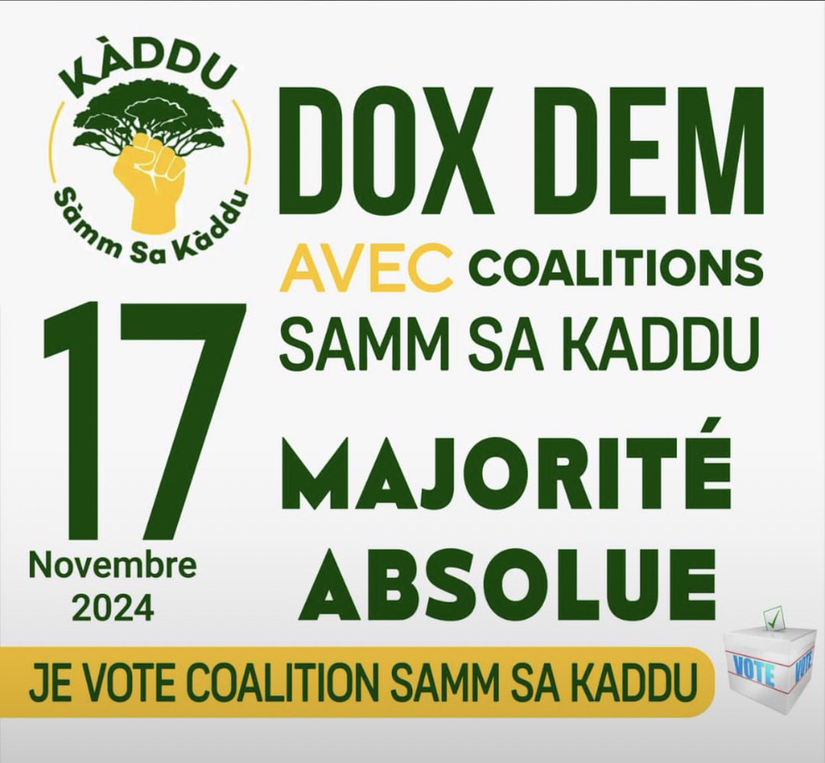 Joop_Abd_Allah's tweet photo. Je vote la coalition SAMM SA KADDU ✊🏾 https://t.co/Y0vsZ8g0nU
