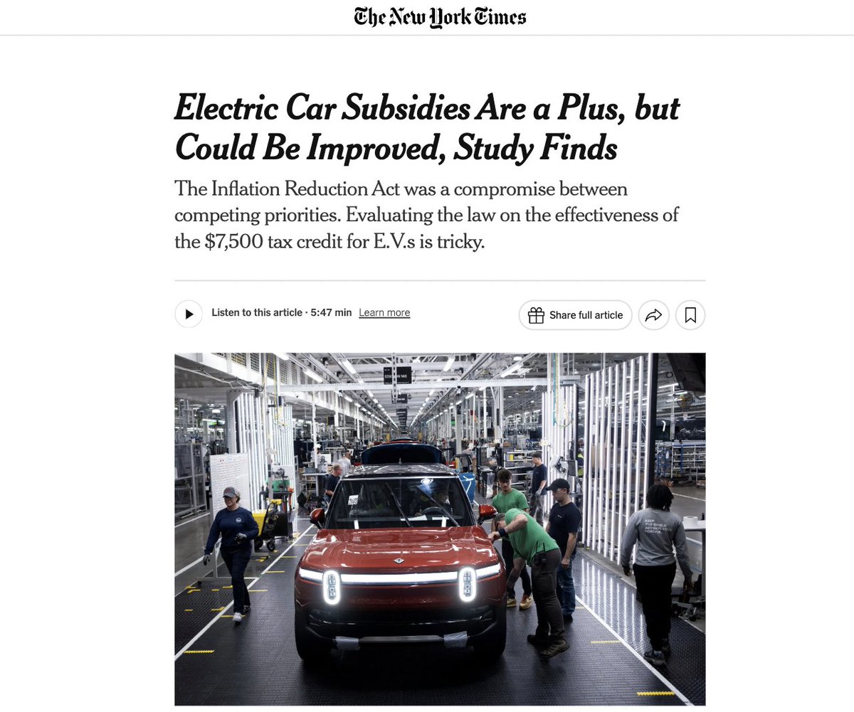 David Zipper (@davidzipper) on Twitter photo “The harms imposed by the Rivian are three times the harms imposed by the Prius, in terms of air pollution and death from accidents, but we are subsidizing the Rivian and not the Prius.”
-- Stanford prof <a href="/HuntAllcott/">Hunt Allcott</a>
nytimes.com/2024/10/07/bus… “The harms imposed by the Rivian are three times the harms imposed by the Prius, in terms of air pollution and death from accidents, but we are subsidizing the Rivian and not the Prius.”
-- Stanford prof <a href="/HuntAllcott/">Hunt Allcott</a>
nytimes.com/2024/10/07/bus…