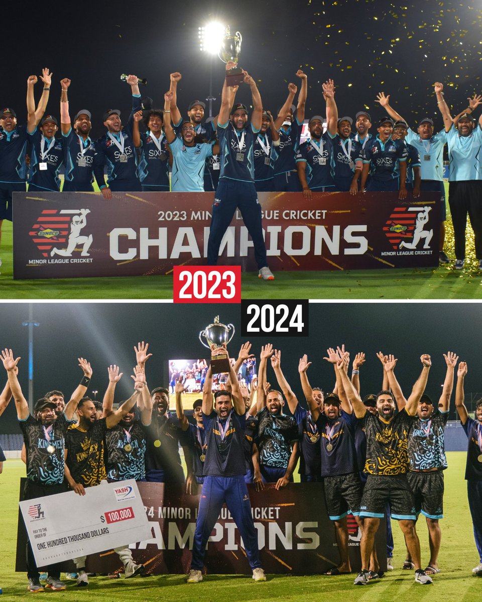 Hammad Azam loves a good trophy raise 🙌 🏆 

2023 ✨ Dallas Mustangs
2024 ✨ Chicago Kingsmen 

#MiLC2024