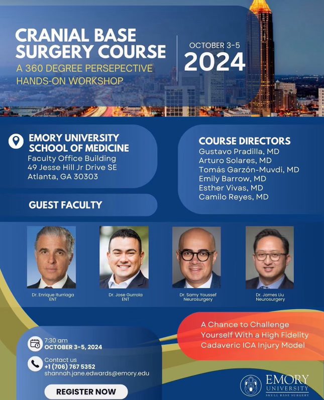 UCSF Otolaryngology | Head and Neck Surgery (@ucsf_ohns) on Twitter photo ✈️ Taking it on the road! Dr. Jose Gurrola speaks as Guest Faculty <a href="/EmorySkullBase/">Emory Skull Base Surgery</a> Surgery Course! ✈️ Taking it on the road! Dr. Jose Gurrola speaks as Guest Faculty <a href="/EmorySkullBase/">Emory Skull Base Surgery</a> Surgery Course!