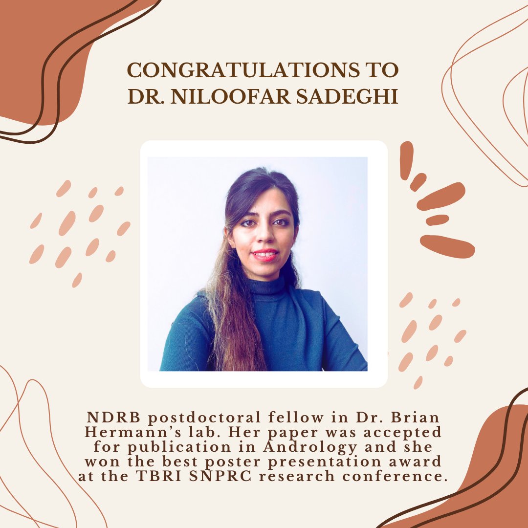 UTSANeuroDevRe1's tweet image. Congratulations to Dr. Niloofar Sadeghi! Her paper is titled &quot;Benchmarks Defining High-Quality Sperm in the Common Marmoset (Callithrix jacchus)&quot;, and her poster is titled &quot;Standardized Evaluation and Cryopreservation of Sperm from the Common marmoset&quot;.

#utsa #utsaroadrunners