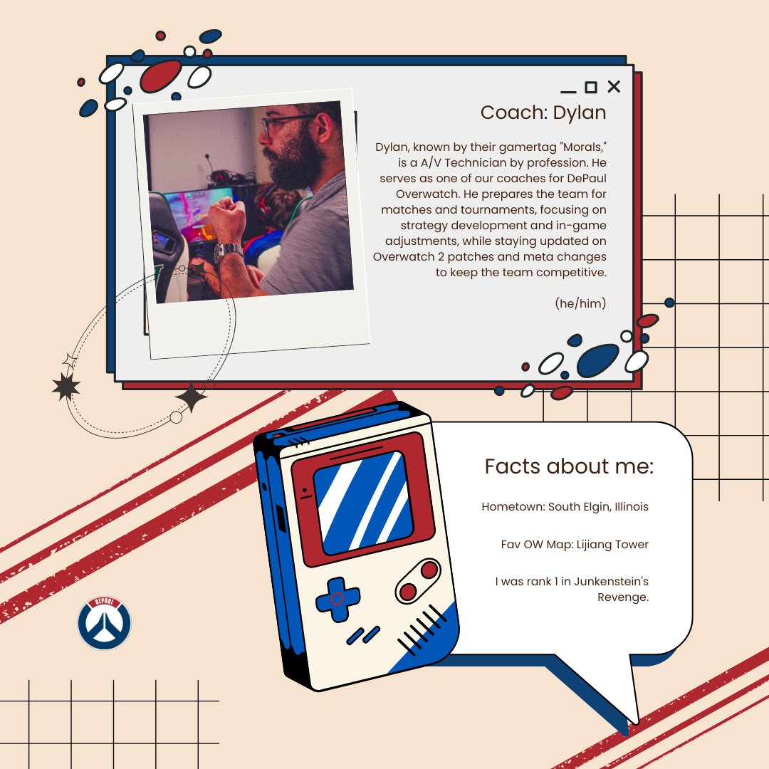 🎮Meet our coaches for the 2024-25 season!  Spenser and Dylan are here to lead DePaul Overwatch to victory with their expertise and passion.⭐️Let's give them a warm welcome as we prepare for a great season ahead!

#DePaulOW #Overwatch #DePaulEsports