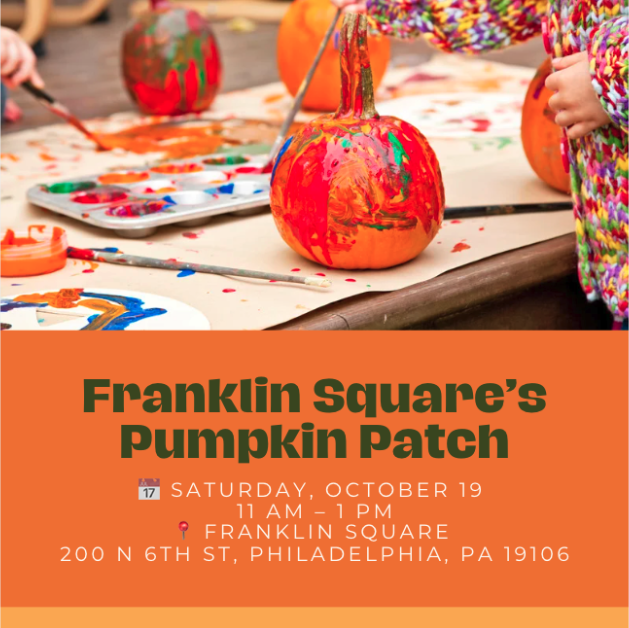HistoricPhilly's tweet image. FREE Pumpkin Patch alert! Join us Oct 19 from 11AM-1PM! 🎃 Kids 10 &amp;amp; under can pick &amp;amp; decorate their own pumpkins with all supplies provided. 

📍 Franklin Square 
🎟️ Register: bit.ly/4expSgH

#PumpkinPatchFun #PhillyKids #PhillyFall #PhillyHalloween #PhillyEvents