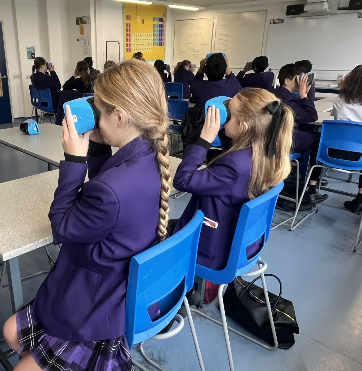 OrielHighSchool's tweet photo. Last week was World Space Week & Y7 had the chance to be astronauts, exploring space through Virtual Reality (VR). A fab workshop from @educationgroup had our students piloting research vessels around planets & moons. It was brilliant!!! βοΈπͺππ«π #OrielScience #OutOfThisWorld https://t.co/XtMtZzqGAo
