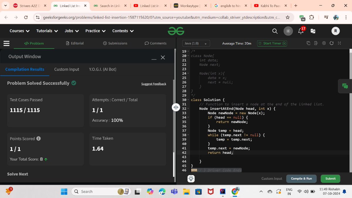 its_rishabh0226's tweet photo. Day 45 of #100DaysOfCode

🔗 Focused on Linked List operations today:

1️⃣ Implemented search functionality in a linked list.
2️⃣ Learned how to insert a new node at the end of a linked list https://t.co/1eMMIAaiA1