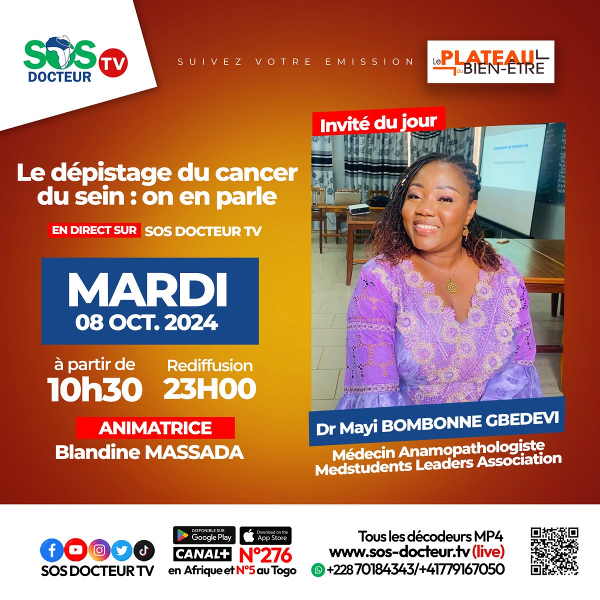 Ne manquez pas demain à 10h30 , notre passage dans l'émission spéciale dédiée à la sensibilisation au dépistage du cancer du sein , en direct sur <a href="/SosDocteurtv/">SOS DOCTEUR TV</a> 

#SosDocteurTv #Santé #CancerduSein #MlaTourRose2024 #Dépistage