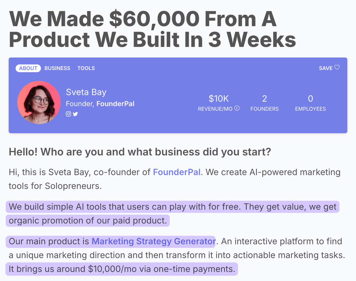 thepatwalls's tweet photo. Underrated marketing strategy:

This business gets 100s of free leads every day.

How?

Through "generators" that can be coded with Cursor in 5 mins.

People find them through searching Google:

e.g. "free [XYZ] generator"

They all funnel into their main paid tool.

generator tools → collect emails → sell product.

Simple, yet smart.