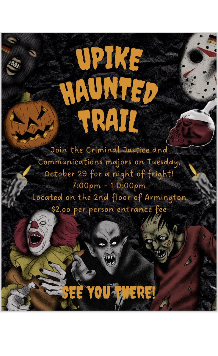 Come to 2nd floor of Armington on October 29th for a spooktastic time with UPike #spooky-season #Upike #Halloween