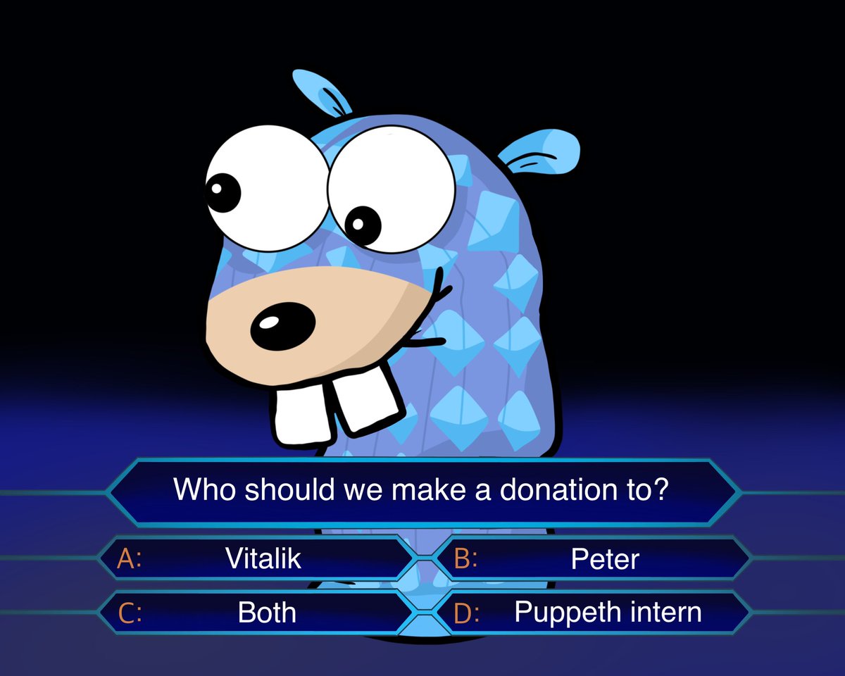 puppethcto's tweet image. The Puppeth army contributed 4% of the supply to our multisig wallet! 

Absolute CHADS 🧦🚀

0x774705B8A426Bd1Fc59804C1911D71B2a7241281

Now what do you think is up next?  👀