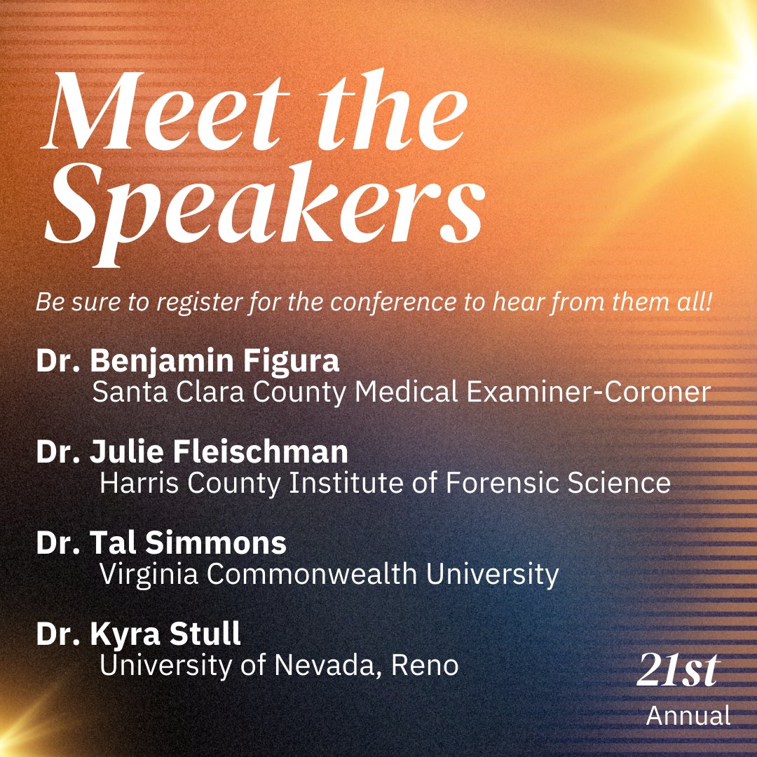ChicoForensicCo's tweet photo. Meet the speakers for the 21st annual Chico Forensic Conference! Be sure to register for the conference- you can attend in person or via Zoom- so you can learn from these brilliant forensic anthropologists! https://t.co/NYFQOAGCd4