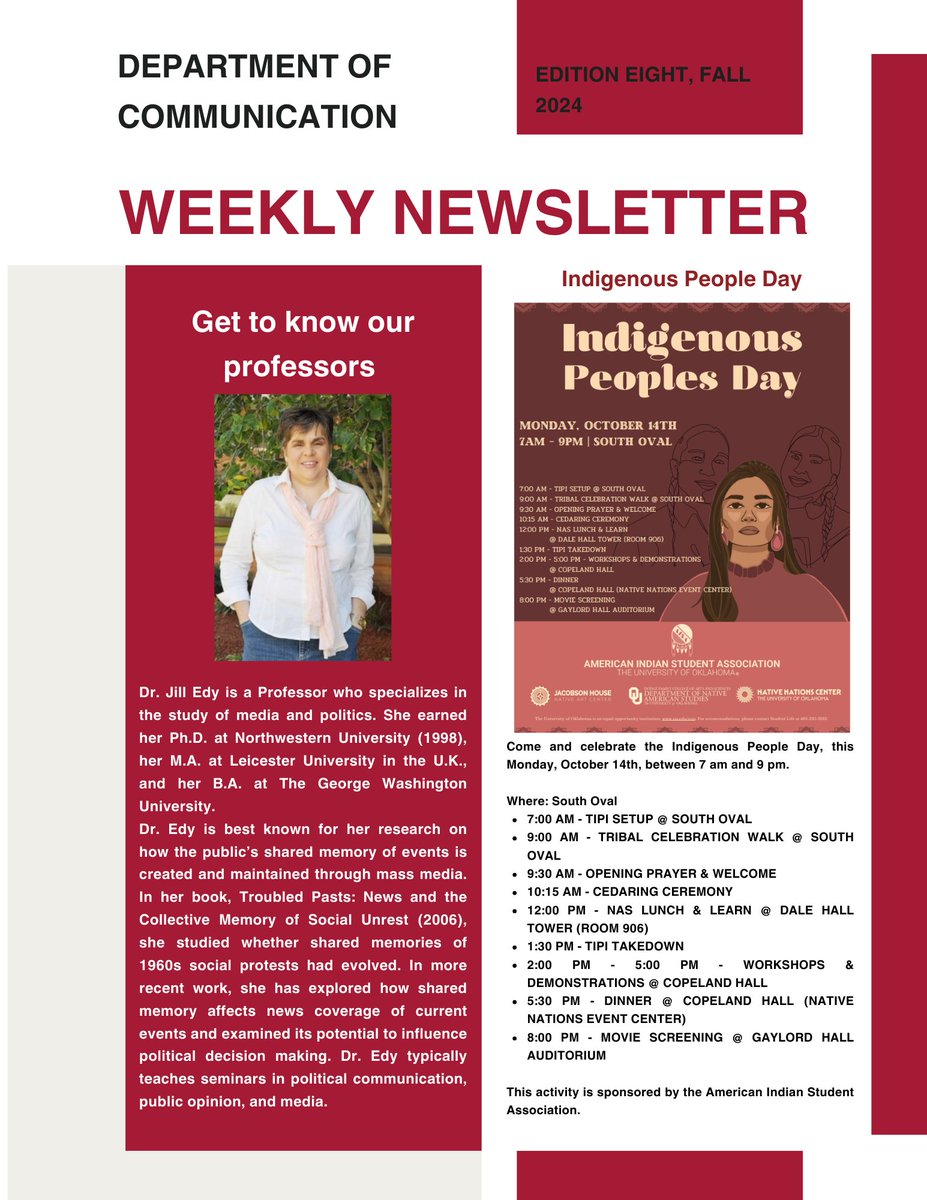 Good afternoon, the Comm Dept Newsletter will inform you about the activities, events, etc., that will happen during this week, Oct 7- 11, 2024! Part 1