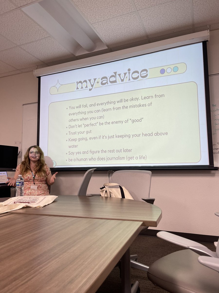 danielleH0315's tweet photo. “Keep going, even if it’s just keeping your head above water.” Laura Duclos’ overall advice on the media world. https://t.co/oMkQPaPdtT