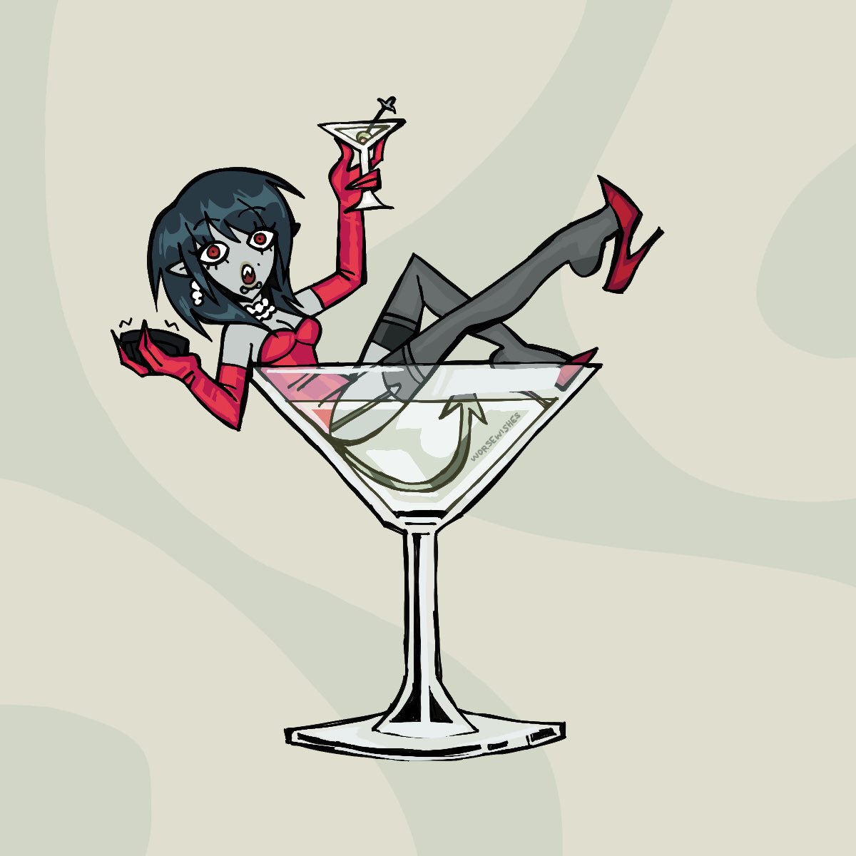 day 3 of cringetober: oversized prop 🍸❤️